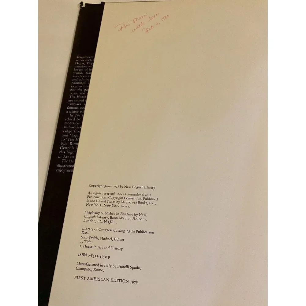 The Horse in Art and History 1978 Edited By Michael Seth-Smith Hardcover‎